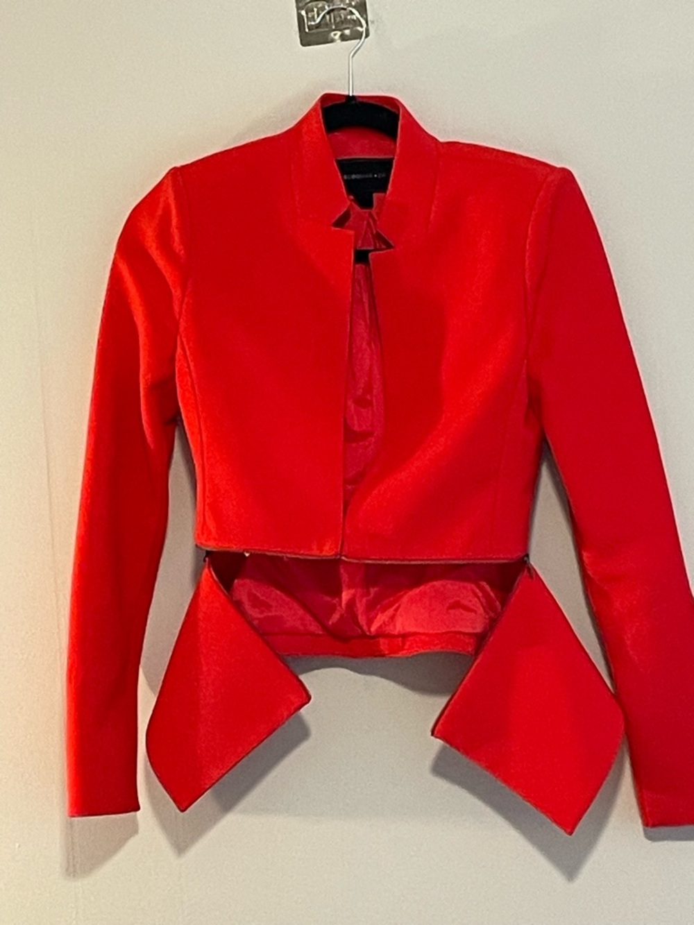 BCBGMaxAzria Red Cropped Peplum Blazer. Item # 11433